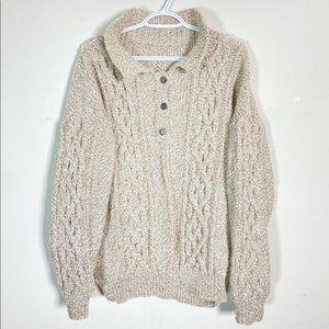 hand knit wool braided cable pullover fits XL